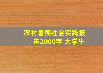 农村暑期社会实践报告2000字 大学生